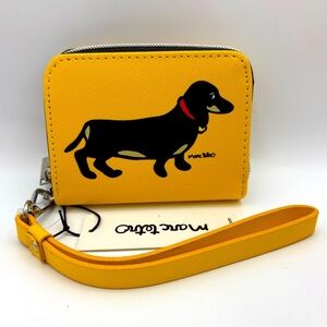 Marc Tetro Dachshund Dog Yellow Zipper Wallet NWT